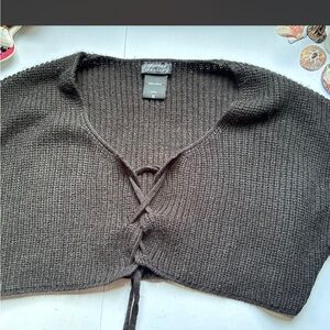 Women’s Brown Lace-Up Knit Shrug